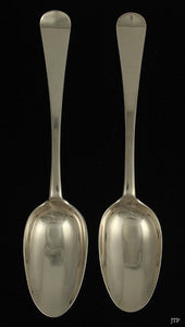 2 Antique 1760s 18th Century European Silver Table Serving Spoons