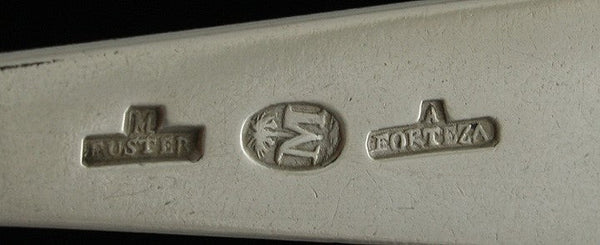 Pair Antique 18th 19th Century European Silver Place Table Soup Spoons 8"