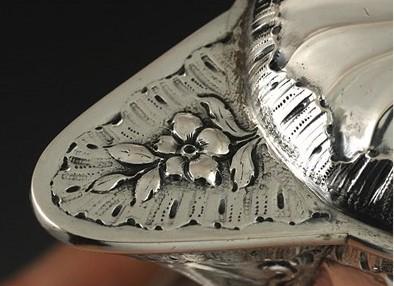 Fine Pair 1890s GERMAN HAND BLOWN CUT GLASS & SILVER WINE EWERS/PITCHERS ROCOCO