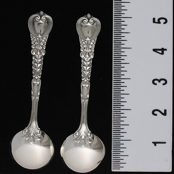 12 Tiffany & Co Florentine 1900 Sterling Silver Bouillon Soup Spoons 5 3/8"