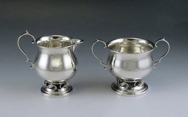 Sterling Silver Revere Silversmiths Danish/Jensen Blossom Creamer Sugar Bowl