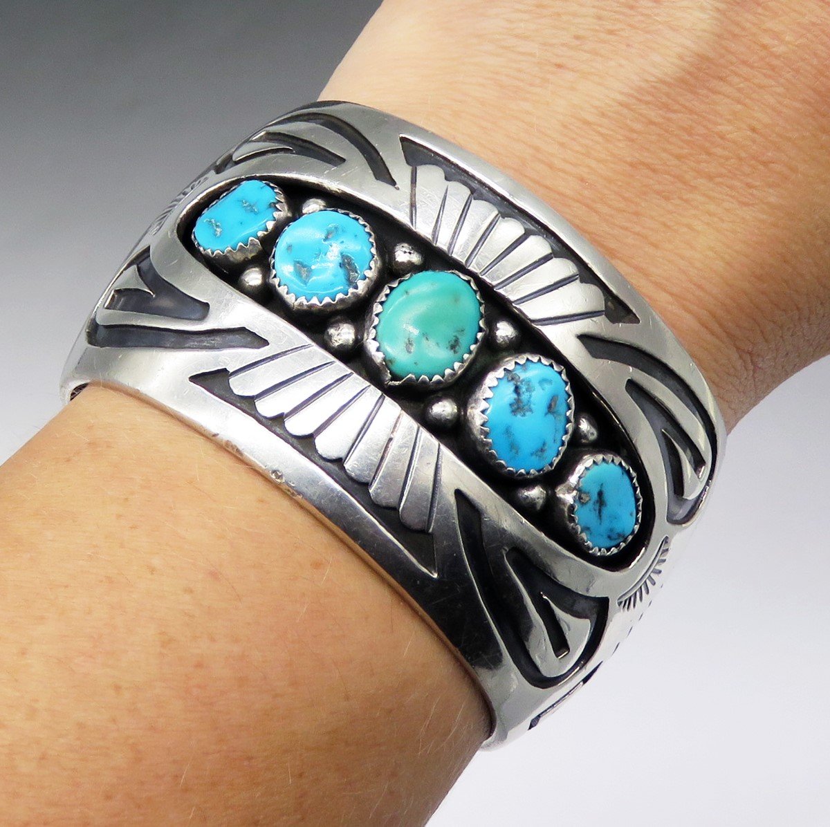 Navajo Native American Howard Begay Sterling Silver Turquoise Bracelet