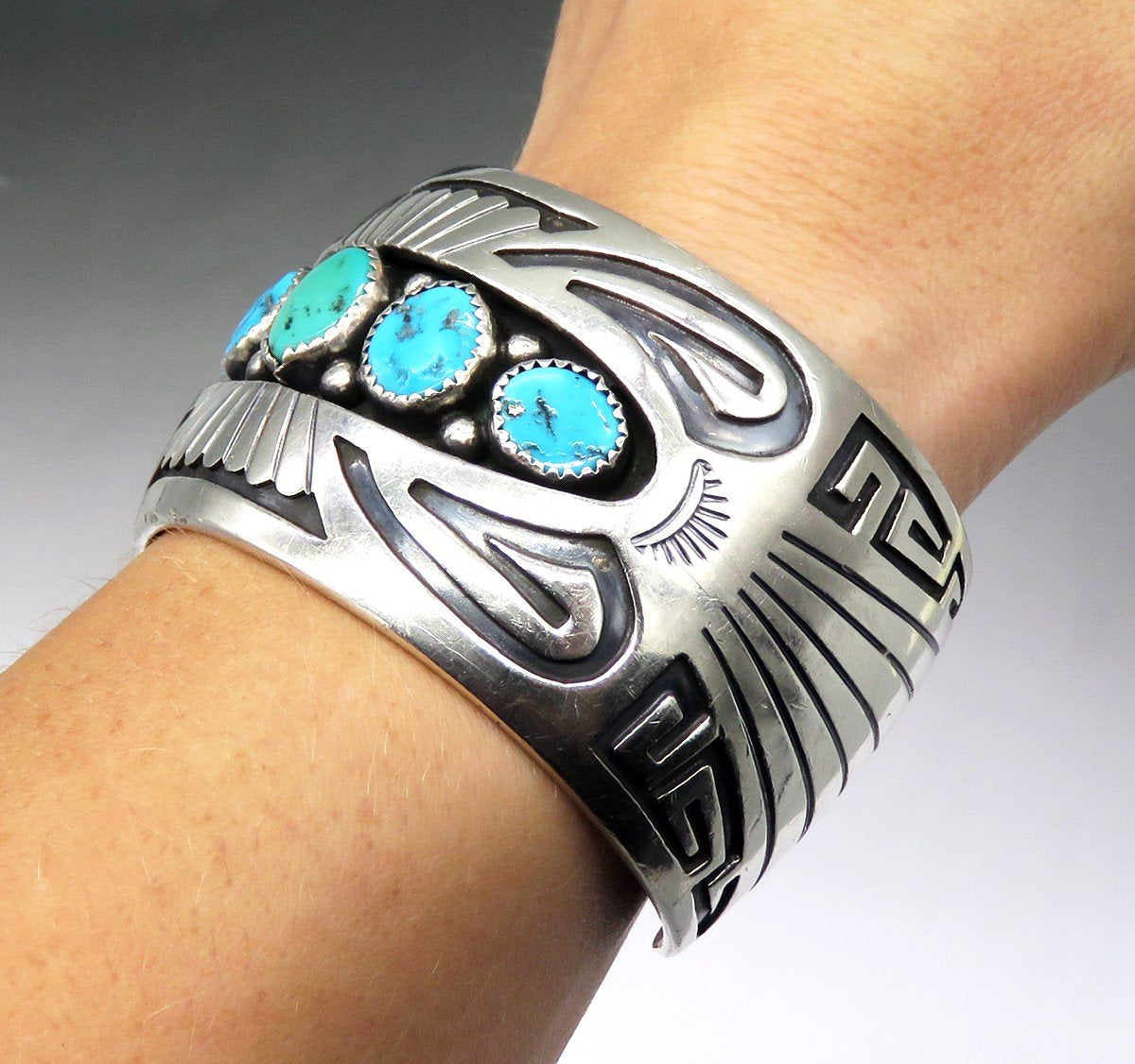Navajo Native American Howard Begay Sterling Silver Turquoise Bracelet