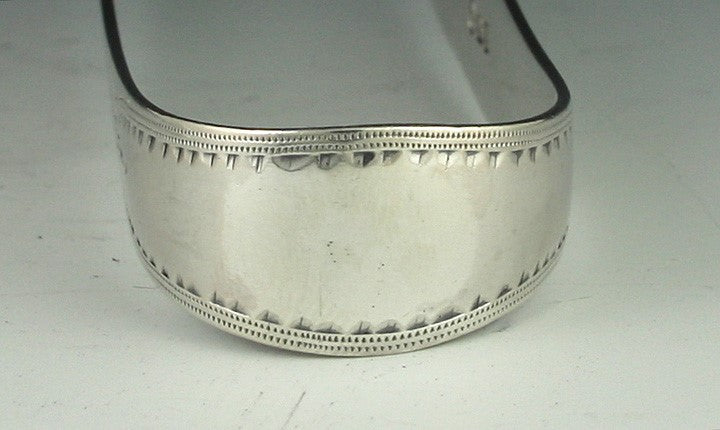 1800 Antique English Georgian Engraved Sterling Silver Tongs NO MONO