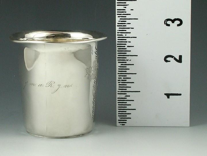 Antique c1867 Pair Austro-Hungarian Silver Engraved Beaker Cups