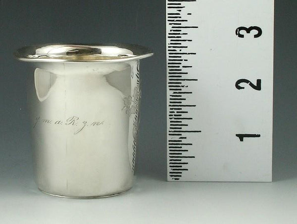 Antique c1867 Pair Austro-Hungarian Silver Engraved Beaker Cups
