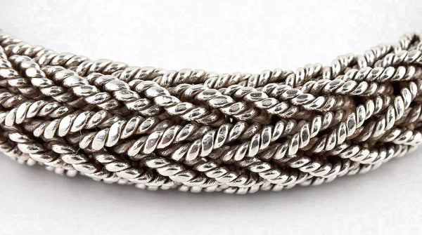 Beautiful Sterling Silver Toggle Bracelet Woven Rope-Like Style 7 1/4"