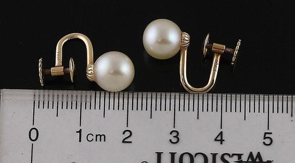 Quality Vintage 14k Gold & Large Pearl Earrings c1950s