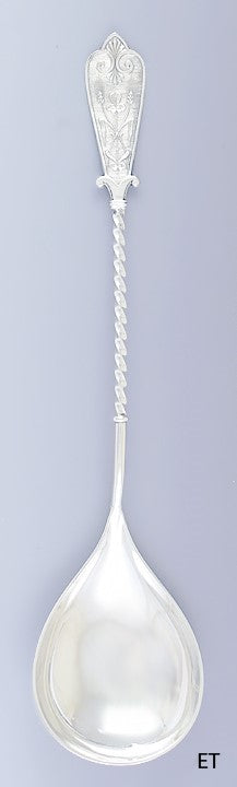 1879 Ornate David Andersen Norwegian Silver Serving Spoon w/ Twist Shaft