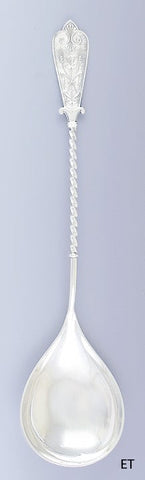 1879 Ornate David Andersen Norwegian Silver Serving Spoon w/ Twist Shaft