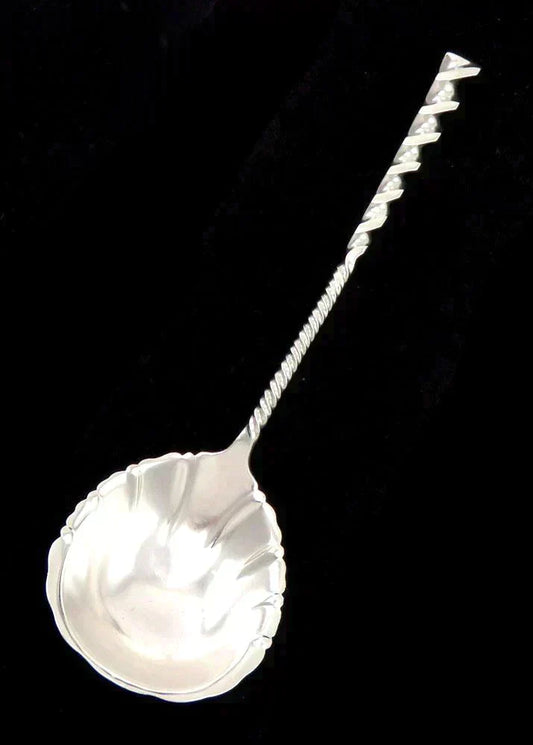 Antique c1890 Sterling Silver Whiting Square Twist Large Serving Spoon 8 3/4"