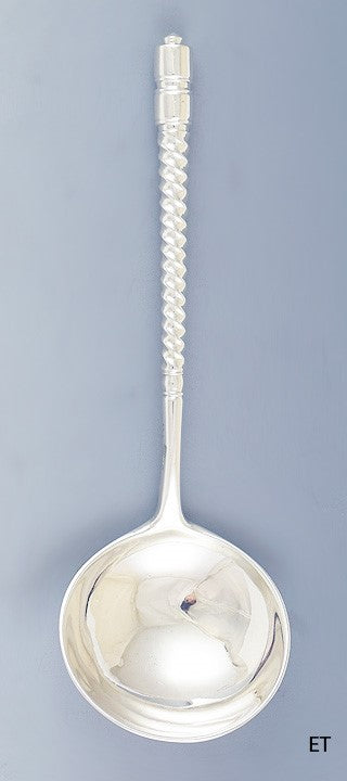 Fabulous Antique 1881 Russian Silver Twist Handle Serving Spoon