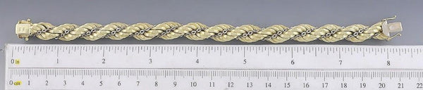 Fine Italian 14k Yellow & White Gold Ropetwist Cable Bracelet