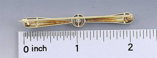 Superb 14K Yellow Gold Diamond Engraved/Textured Bar Pin Brooch