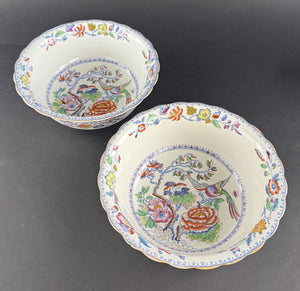 Fine Pair c1900 Mason's Ironstone Flying Bird 9.75" Serving Bowls