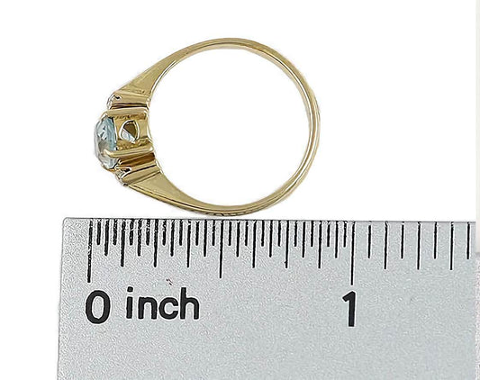 Charming Modern 14K Gold Diamond Light Blue Topaz Ring Size 5.25
