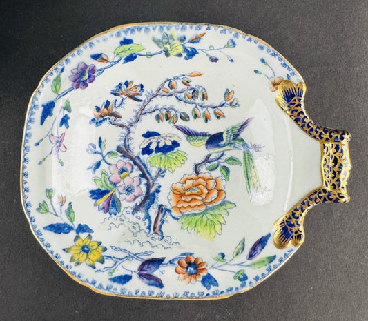 Rare Pair c1820 English Davenport Flying Bird Shell Shaped Bowls Dishes