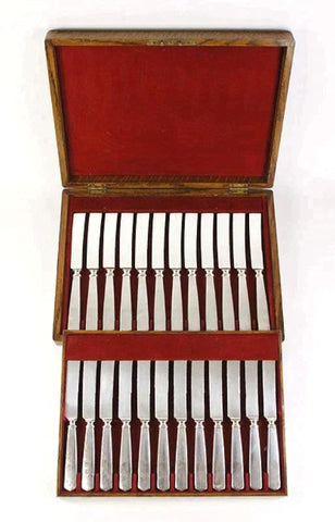 24 International Berkeley Colonial Sterling Silver Knives in Fitted Box