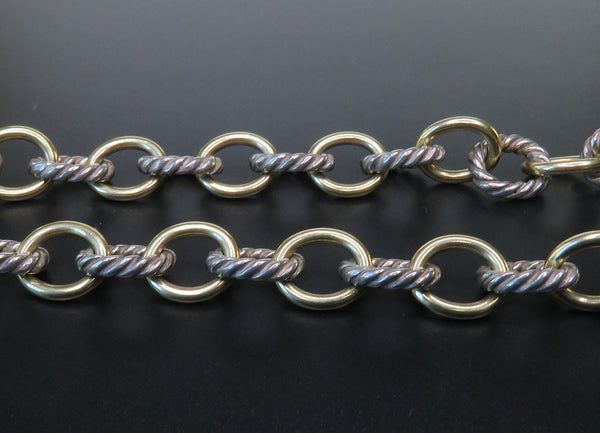 David Yurman Sterling Silver 18k Yellow Gold Two Tone 18.5" Cable Necklace