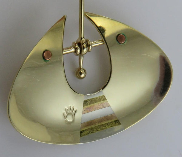 Stunning Pair Artisan 14k Yellow Gold Pink Tourmaline Inlay Dangle Drop Earrings