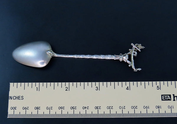 1890s Venezia Venice 800 Silver Enamel Souvenir Spoon w Gondola 4 1/2"