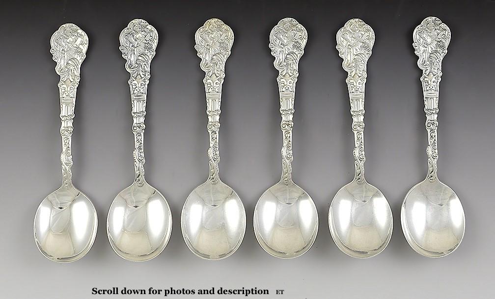 Fantastic Set 6 Antique Gorham Versailles Round Bowl Cream Soup Spoons