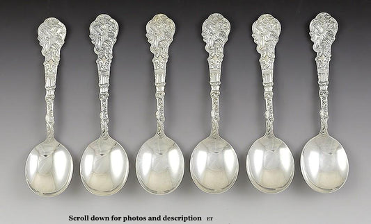 Fantastic Set 6 Antique Gorham Versailles Round Bowl Cream Soup Spoons
