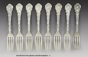 8 Antique Art Nouveau Sterling Silver Gorham Versailles Forks 7" NO MONO