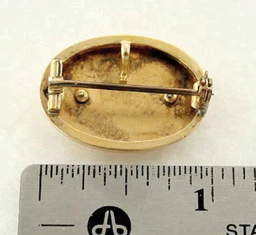 Classic High Victorian 14K Gold Enameled c1870s Pin