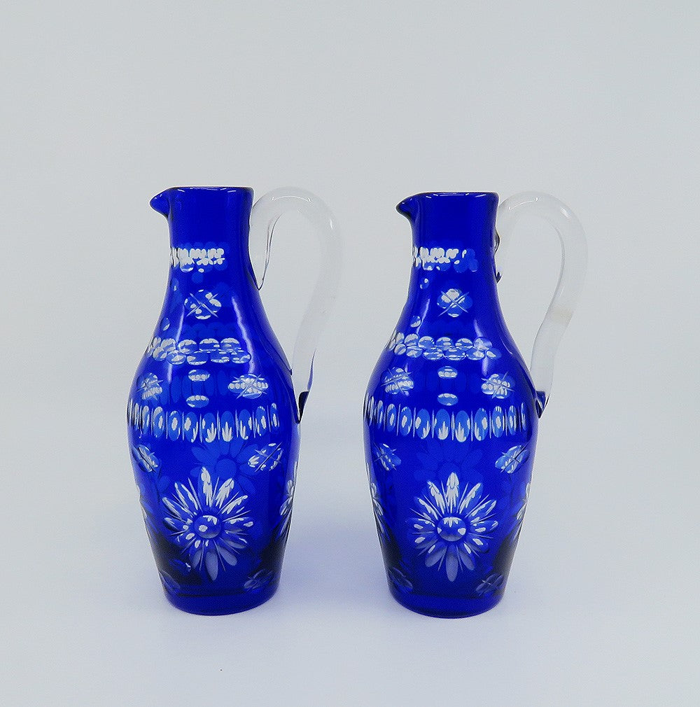 Superb French Pre Revolution c1760s Silver Cruet Stand w Cut Blue Glass Bottles