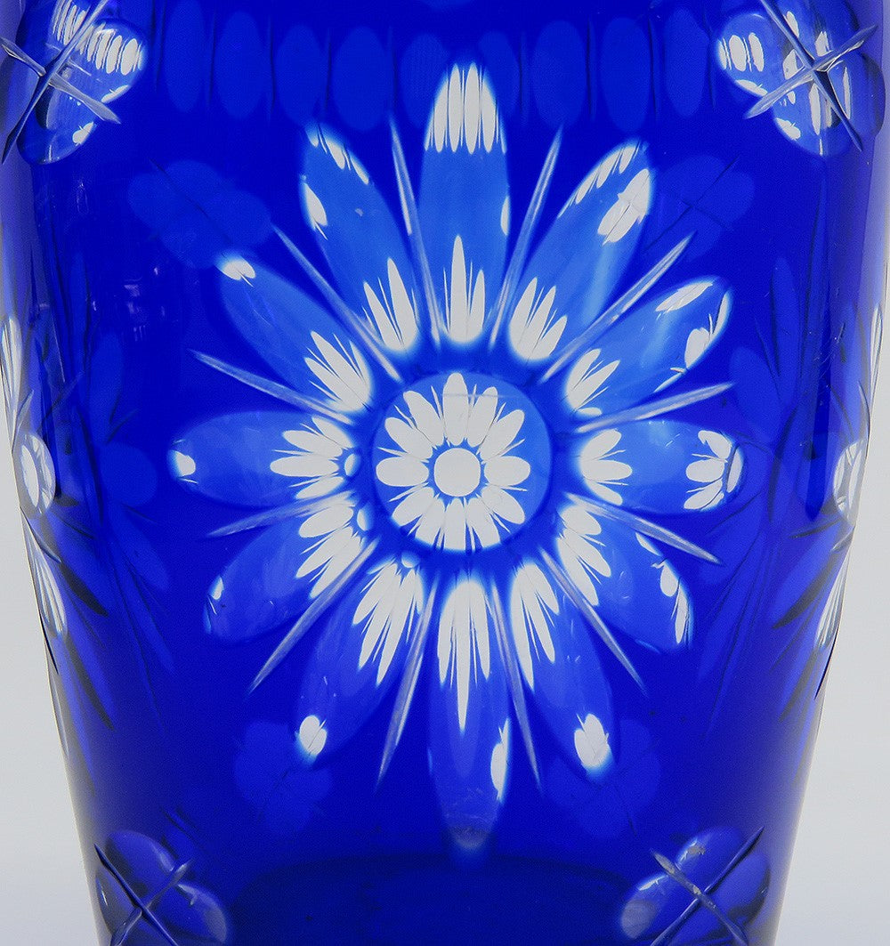 Superb French Pre Revolution c1760s Silver Cruet Stand w Cut Blue Glass Bottles