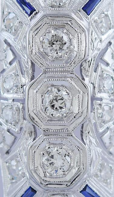 Gorgeous 18k White Gold Filigree ~.5ct Diamond & Sapphire Ring