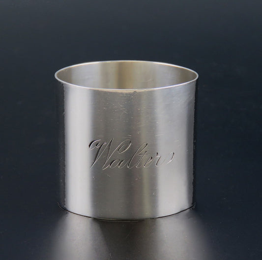 late 1800s Antique American Sterling Silver Napkin Ring Monogrammed Walters