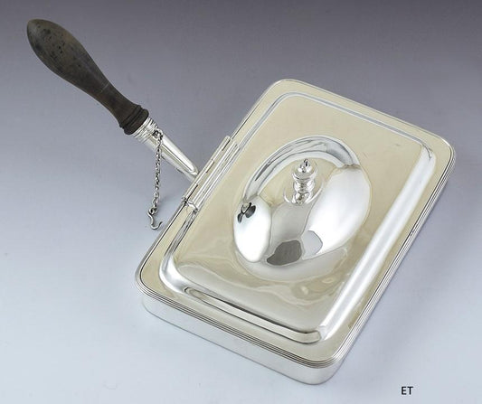 Antique 1933 English Sterling Silver Wood Handle Hors d'oeuvres Serving Dish