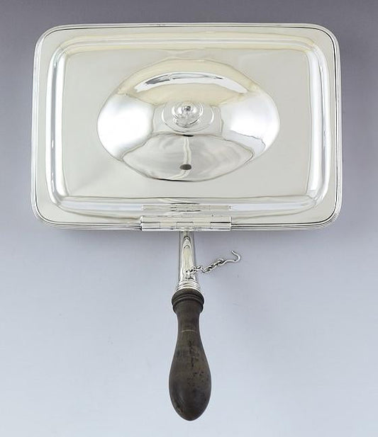 Antique 1933 English Sterling Silver Wood Handle Hors d'oeuvres Serving Dish