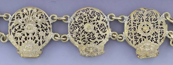 Fantastic Antique Fusee Pocket Watch Plate Filigree Steampunk Bracelet