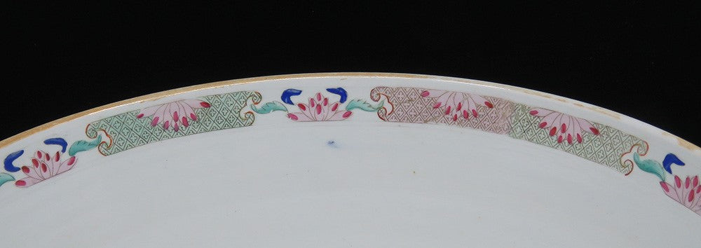 Gorgeous c1800-1850 Chinese Handpainted Floral Porcelain Centerpiece Punch Bowl