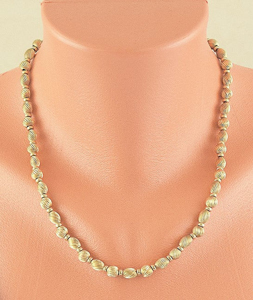 Stunning Vintage 14k Yellow Gold Spiral Beaded Necklace