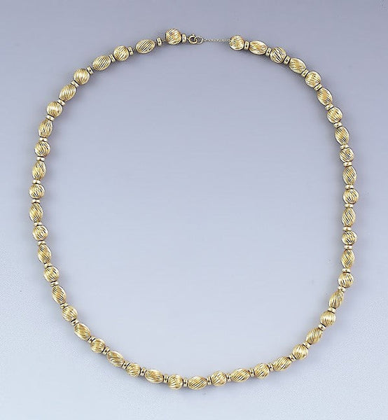 Stunning Vintage 14k Yellow Gold Spiral Beaded Necklace