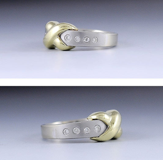 Fine Quality 18K White & Yellow Gold Diamond Heavy Ring