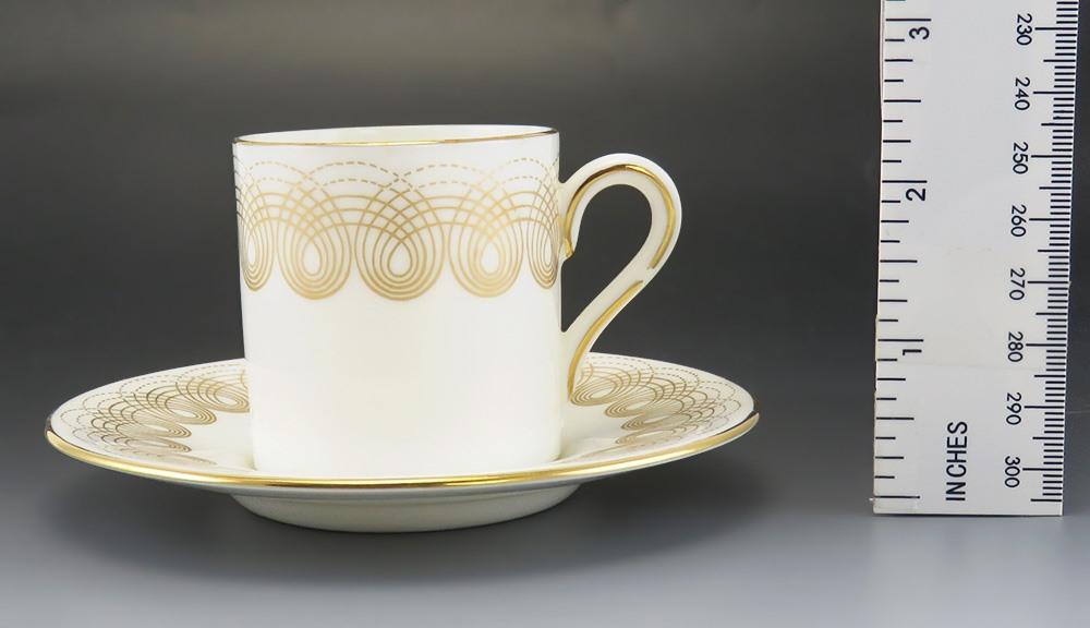 16pc Wedgwood Persephone Gold Swirl Demitasse Tea/Coffee Cups & Saucers