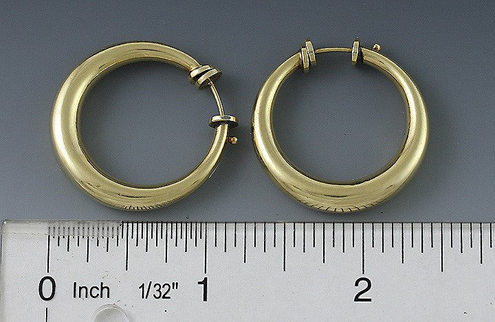 Elegant Solid 14K Yellow Gold Hoop Earrings Modern