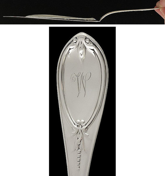 Antique Gorham Olive Coin Silver Engraved Fish Slice Server 11 5/8"