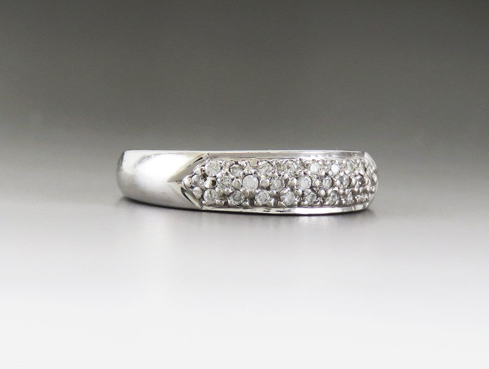 Fine Quality 14K White Gold Diamond Wide Band Wedding/Anniversary Ring Size 5.5