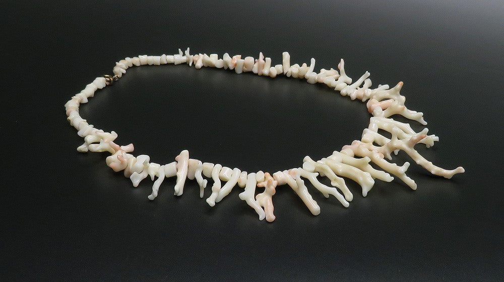 Antique Natural Branch White to Pink Coral Graduated Necklace