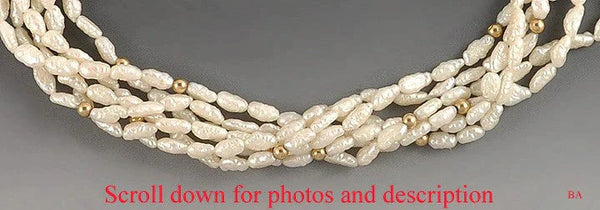 Modern Attractive Freshwater Pearl & 14K Gold Bead Necklace