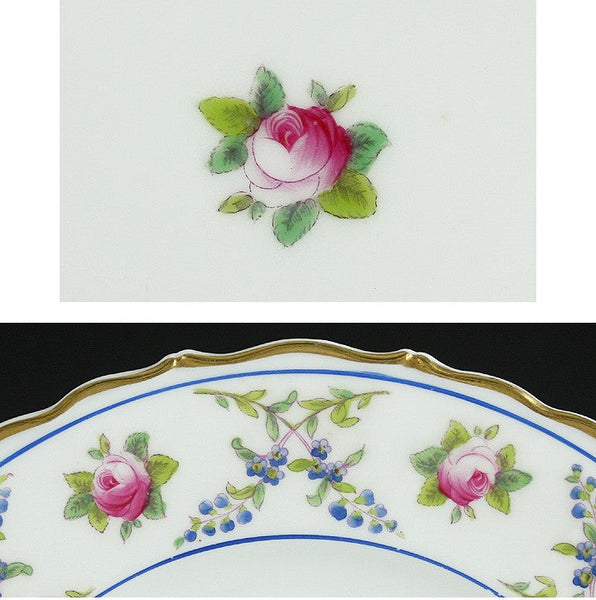 11 English Coalport Porcelain Painted Gilt Floral Luncheon 9" Plates