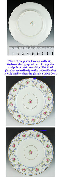 11 English Coalport Porcelain Painted Gilt Floral Luncheon 9" Plates