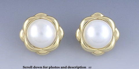 Elegant Mabe Pearl 14k Yellow Gold Earrings - Clip Backs
