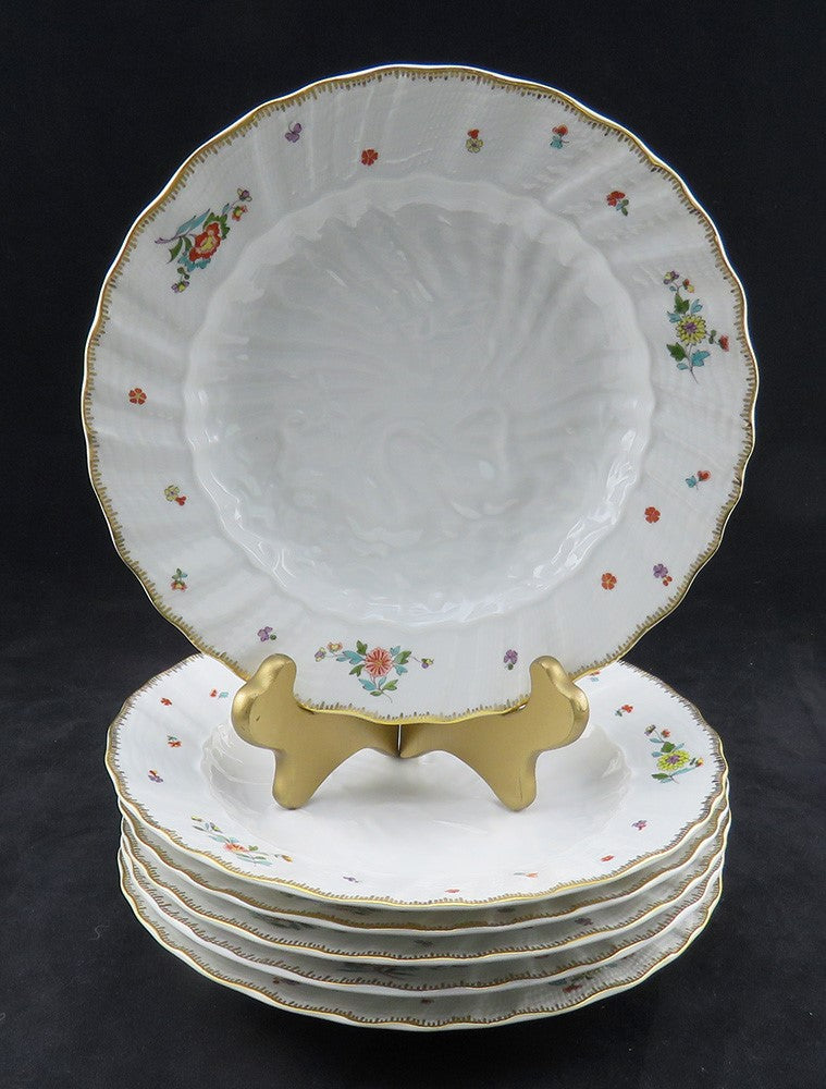 6 Meissen Porcelain Swan Service Indian FLower Branch Salad/Dessert Plates 8"